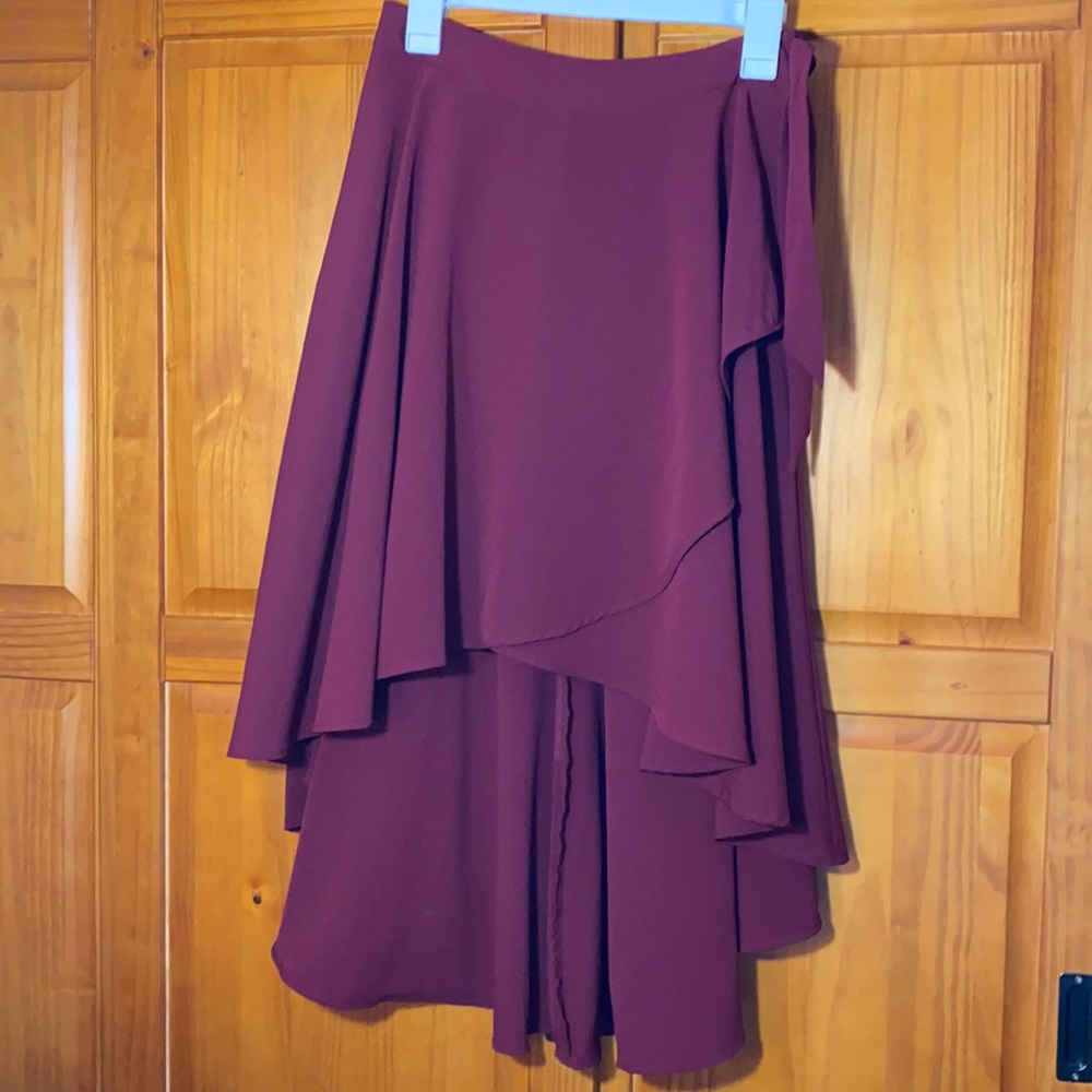Express Burgundy A-Line High-Low Skirt size 4